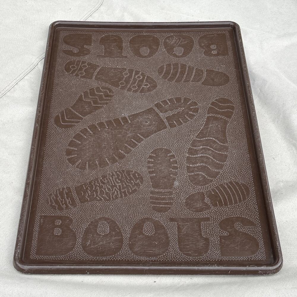 vintage sterilite Brown Plastic Boot Shoe Sneaker Embossed Floor Mat 80s 90s